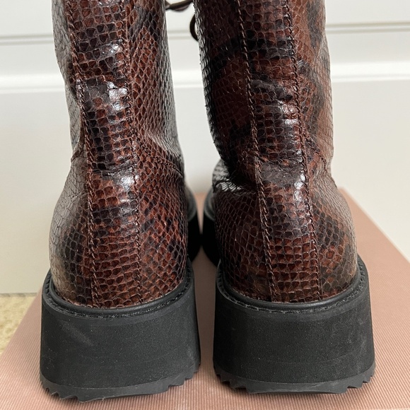 Rachel Comey Halt Brown Snake Print Embossed Leather Lace Up Combat Ankle Boots - Picture 13 of 14